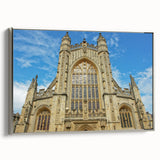 Landscape art painting of Bath, England on framed canvas with muted earth tones, ideal for living room decor.