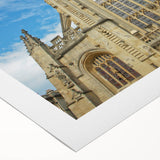 Art deco poster of Bath, England skyline in muted beige and brown tones on rolled canvas, suitable for dining room decor.