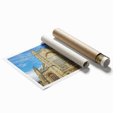 Extra large rolled print of Bath, England scenery with floral elements in soft pastel shades.