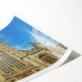 Extra large wall art featuring line art flowers in soft pastel shades on a rolled print, ideal for large living room decor.