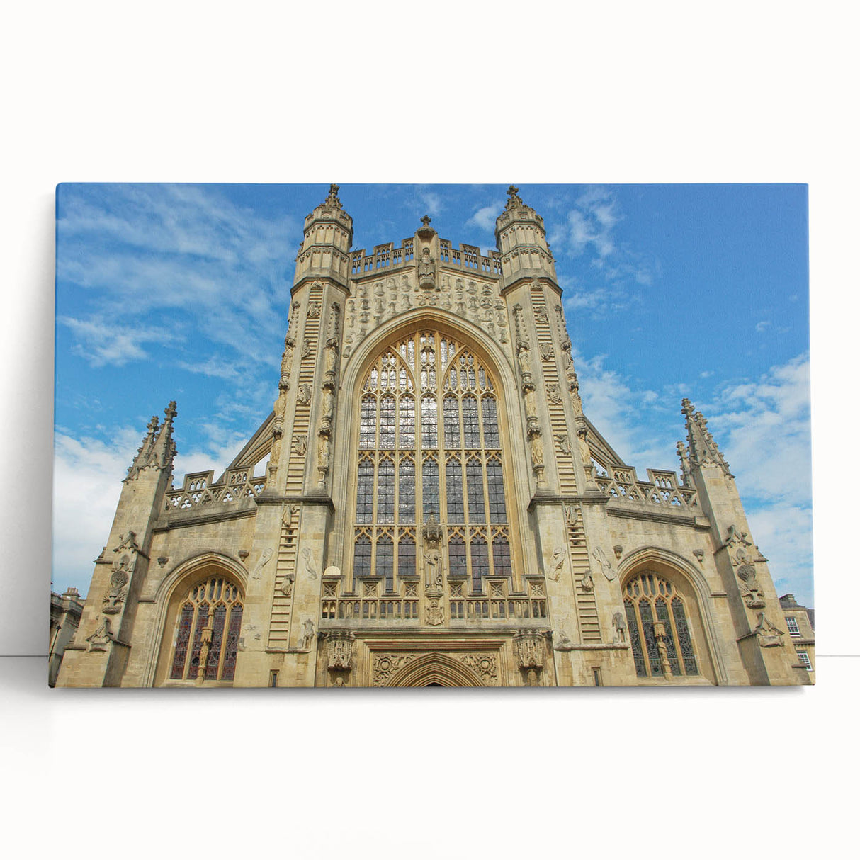 Large black and white stretched canvas of Bath, England scenery, suitable for kitchen wall art.