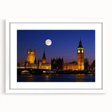 Textured art print of Big Ben in abstract style with muted earth tones on a framed white mat, suitable for bedroom decor.