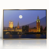 Acrylic print of Big Ben with gold tones in art deco style, ideal for modern art wall decor.