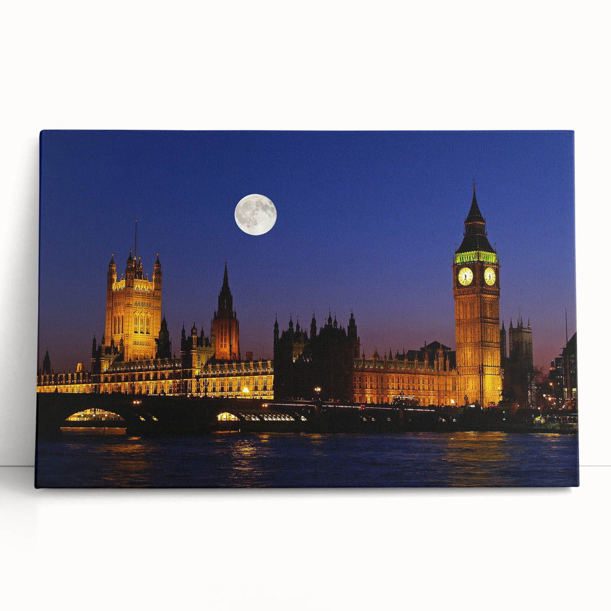 Black and white stretched canvas of Big Ben in London, ideal for kitchen wall art.
