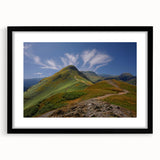 Abstract art print of a vibrant, colorful English countryside on a textured, extra-large canvas, framed in black.