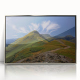 Large art print of Cumbria, England scene in muted earth tones on framed acrylic, ideal for modern art wall decor.