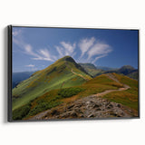 Black and white landscape art painting of Cumbria, England, on framed canvas, suitable for bedroom decor.