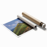 Extra large rolled print of Cumbria, England scenery with floral elements in soft hues.
