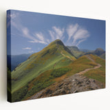 Scenic view of Cumbria, England, depicted in muted earth tones on a large stretched canvas, suitable for kitchen wall art.