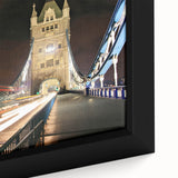 Extra large framed canvas depicting a textured London skyline in black with colorful accents, ideal for living room decor.