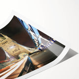 Extra large rolled print featuring line art flowers and London scenery in muted tones, ideal for large living room wall art.