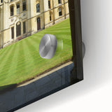 Acrylic print of Oxford scenery in muted earth tones, suitable for dining room art in a mid-century modernist style.