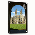 Acrylic print of Oxford scenery with soft blue and green hues, ideal for dining room decor.