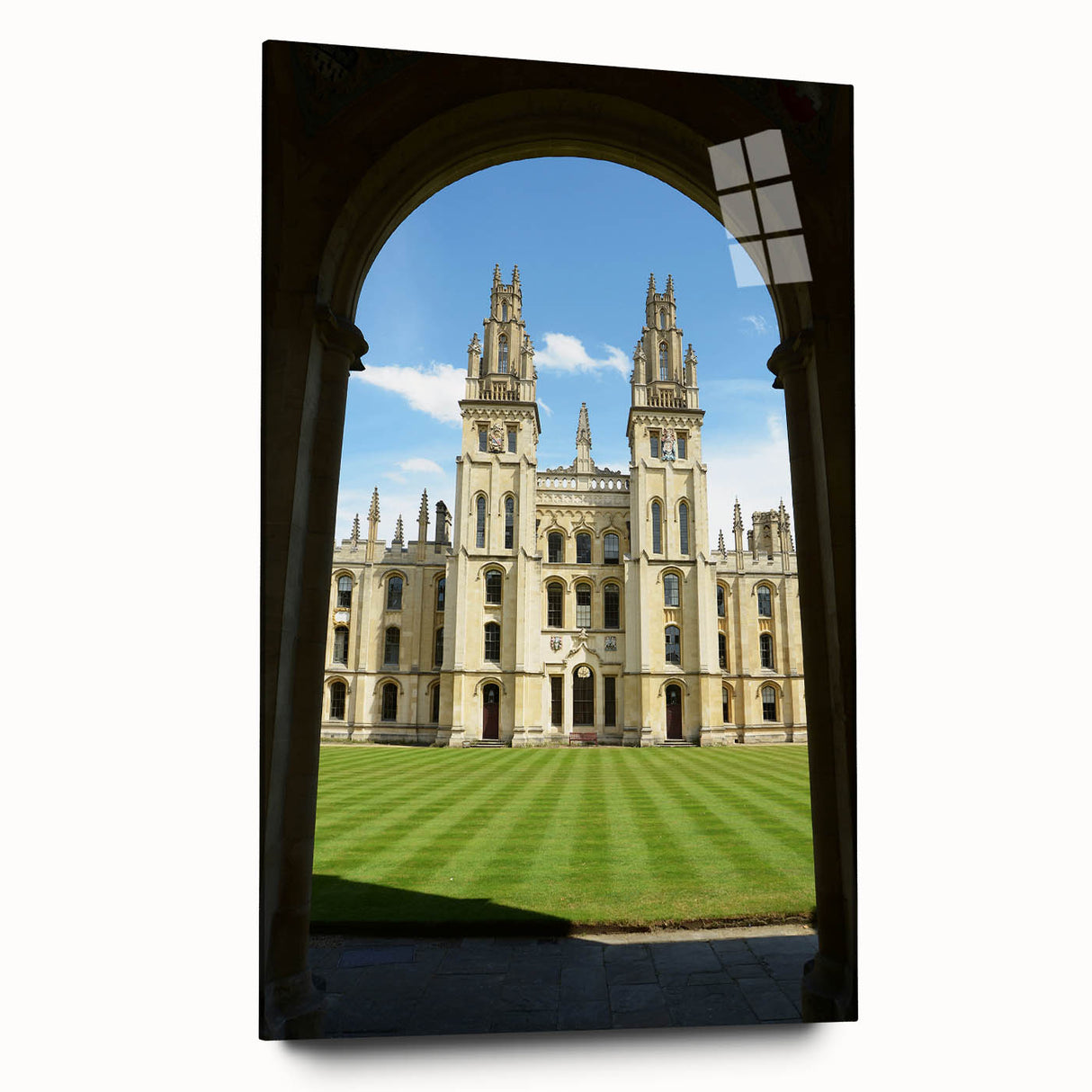 Acrylic print of Oxford scenery with muted earth tones, ideal for bedroom or dining room art.