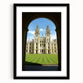 Extra large wall art depicting an abstract colorful Oxford scenery in a black frame, ideal for living room decor.