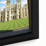 Extra large framed canvas of a textured Oxford, England scenery in black with colorful accents.