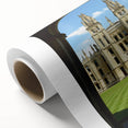 Art deco poster of Oxford scenery on rolled canvas, featuring pastel shades, perfect for nursery wall art.