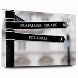 Acrylic print of Piccadilly, England street scene in muted colors, ideal for dining room decor.