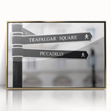 Art deco poster of Piccadilly, England in muted gold and black tones on acrylic, ideal for modern art wall decor.