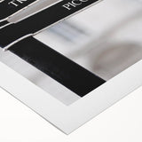 Art deco poster of Piccadilly, England in muted blues and grays on rolled canvas, ideal for dining room wall art.