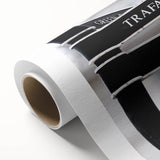 Art deco poster of Piccadilly, England on rolled canvas with muted blue and gray tones, ideal for nursery wall art.