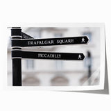 Piccadilly Circus scene with muted colors on a large rolled print, suitable as art wall for dining room.