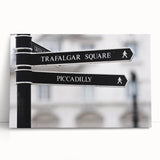 Black and white stretched canvas of Piccadilly, England, ideal for kitchen wall art.