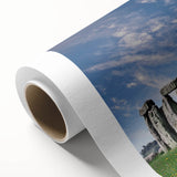 Art Deco poster of Stonehenge in muted earth tones on rolled canvas, suitable for nursery wall art or dining room decor.