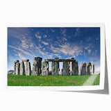 Stonehenge landscape on a rolled canvas print with muted earth tones, ideal for dining room wall art.