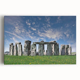 Black and white print of Stonehenge on stretched canvas, suitable for kitchen wall art or bedroom.