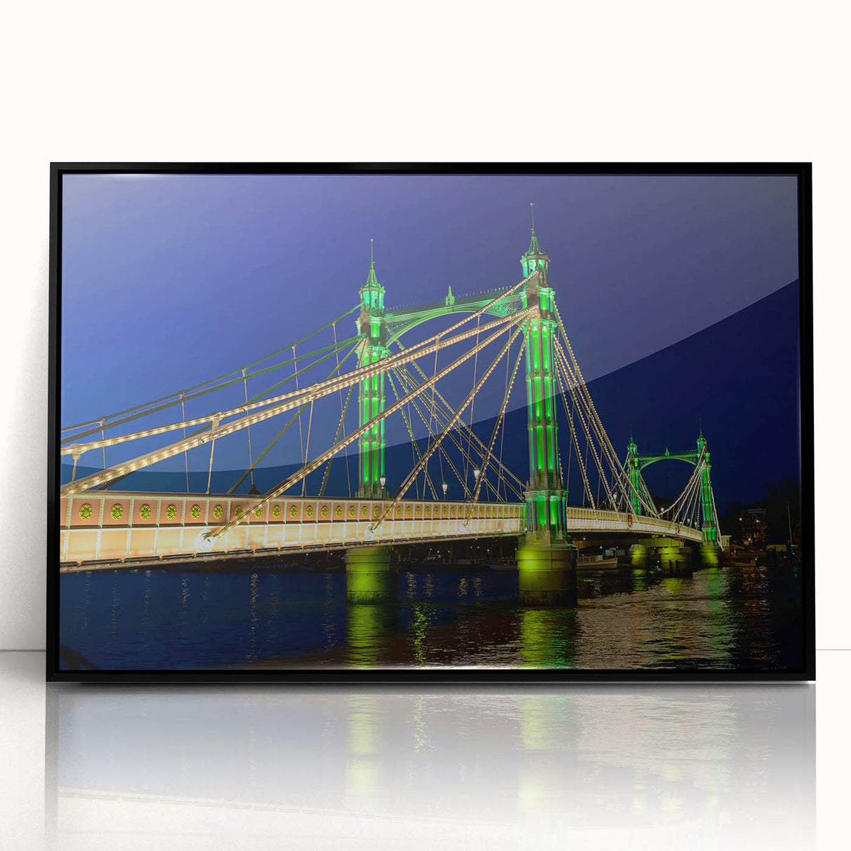 Large abstract wall art of Thames River in muted gray and blue tones, framed acrylic, ideal for modern living room decor.