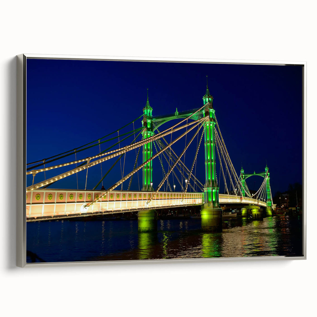 Framed canvas of a vintage landscape painting depicting the Thames River in England.