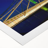 Art deco poster of the Thames River with muted blue and gray tones on rolled canvas, suitable for dining room decor.