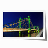 Rolled print of the Thames River with subtle floral accents in soft blue and green tones, ideal for art wall dining room.