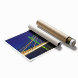 Extra large rolled print of the Thames River in England, featuring soft floral accents, ideal for classy bathroom wall art.