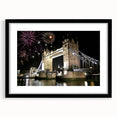Extra large framed wall art of an abstract rendition of London's Tower Bridge in vibrant, textured colors.