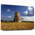 Acrylic print of a European Estonian landscape in muted green and blue tones, suitable for bedroom or dining room decor.