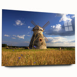 Acrylic print of a serene Estonian landscape in muted greens and blues, ideal for bedroom or dining room art.