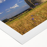 Art deco poster of a European scenery in Estonia, featuring muted earth tones on rolled canvas.