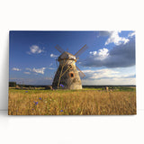 Black and white stretched canvas of a European street scene, ideal for kitchen art.