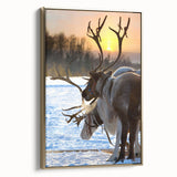 Framed canvas depicting a serene Finnish landscape in muted earth tones, ideal for bedroom wall decor.