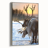 Framed canvas landscape art painting of a serene Finnish scenery in muted earth tones, ideal for living room decor.
