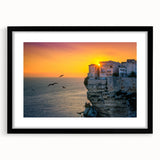 Extra large framed abstract art print of a colorful Corsican landscape, textured style, ideal for living room decor.