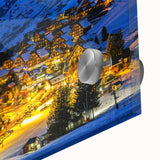 Mid-century modernist large abstract art print of the French Alps in muted earth tones on acrylic glass.