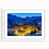 Textured art print of the French Alps in abstract style, with muted gray and blue tones on a framed white mat.