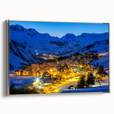 Landscape art painting of the French Alps on a framed canvas, featuring a palette of vibrant greens and blues.