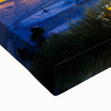 Black and white landscape art painting of the French Alps on stretched canvas, suitable for bedroom wall art.