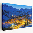 Large canvas print of French Alps scenery in natural colors, ideal for kitchen wall art.