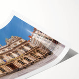 Extra large wall art featuring line art flowers in muted earth tones on a rolled canvas.