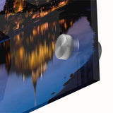 Large abstract wall art featuring a mid-century modernist depiction of a French scenery in muted earth tones.